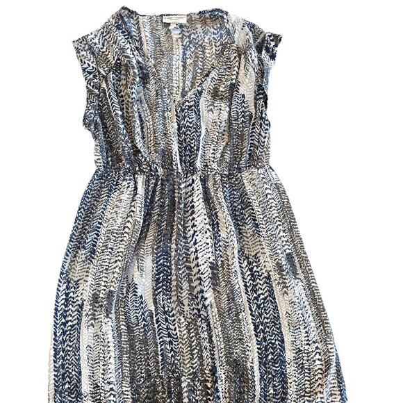 Liz Lange Maternity Dress Small - Navy Blue Gray Snake Print V-Neck Sleeveless - Picture 1 of 8
